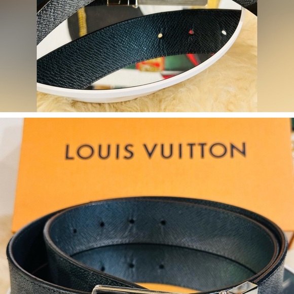 LOUIS VUITTON Damier Graphite Belt w/ Logo Silver Buckle Size 85-34 Unisex w/COA - Picture 7 of 10